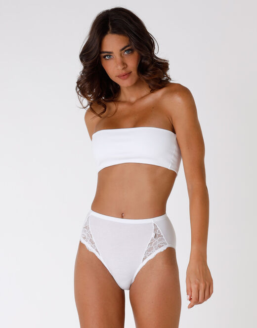 Lovable Slip midi Lovely Charme bianco in cotone elasticizzato con pizzo Sottocosto