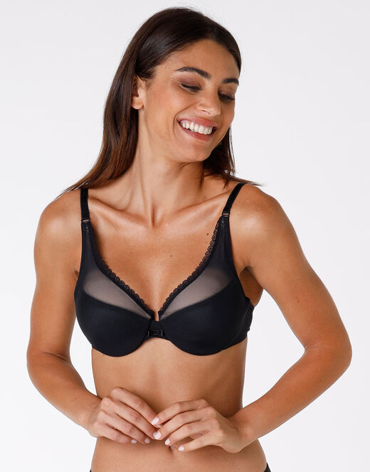 Lovable Reggiseno con ferretto Tonic Lift in pizzo e tulle, nero Novità