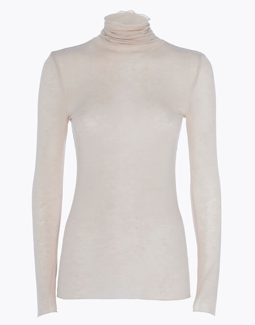 Lovable Maglia a collo alto e manica lunga in modal e cashmere, sabbia Outlet