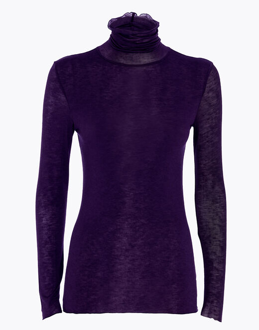 Lovable Maglia a collo alto e manica lunga in modal e cashmere, tornado scuro Italia