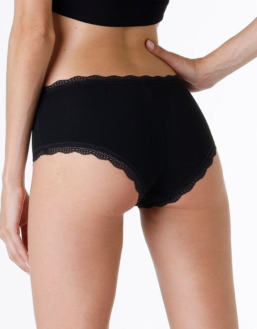 Lovable Shorty lovely in cotone elasticizzato e pizzo, nero Vendite Flash