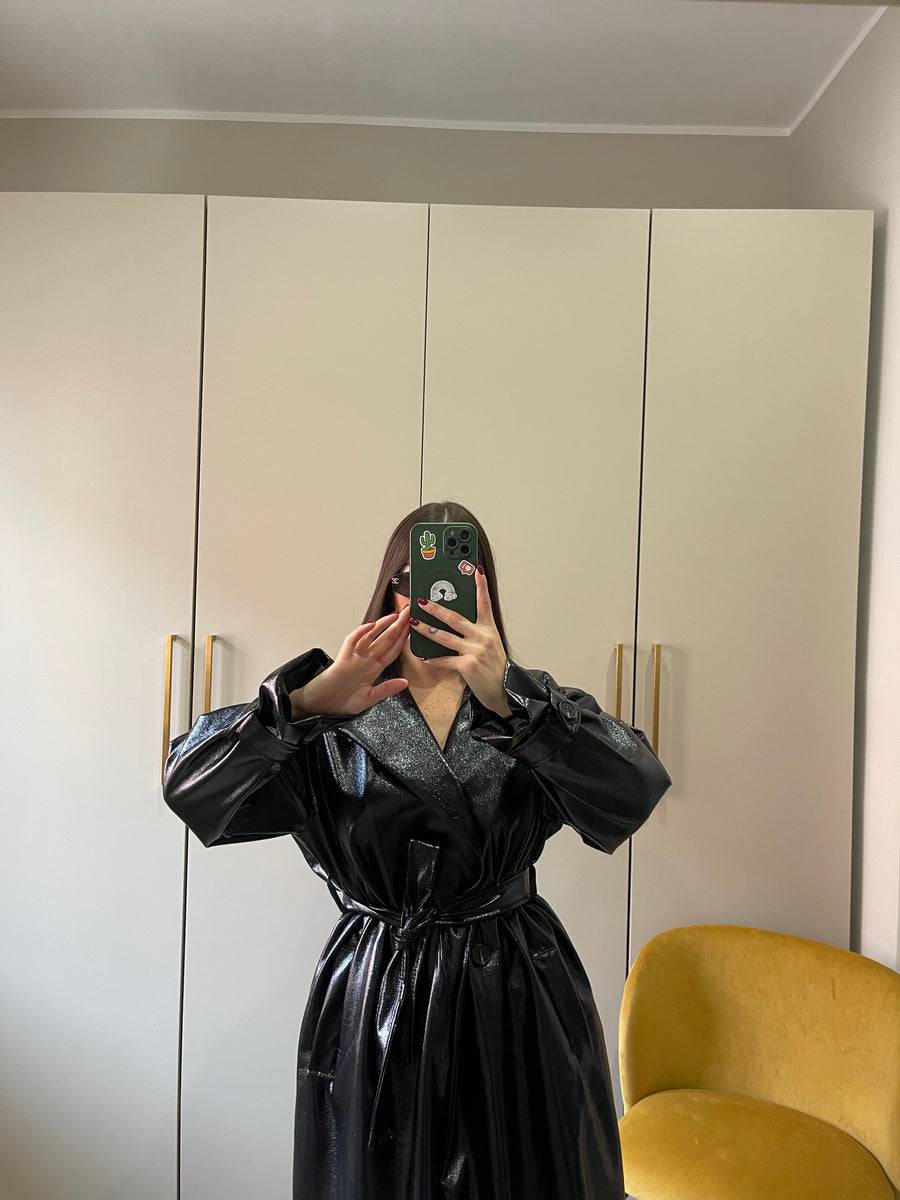 Lovely Sisters Trench in vinile nero I Più Venduti