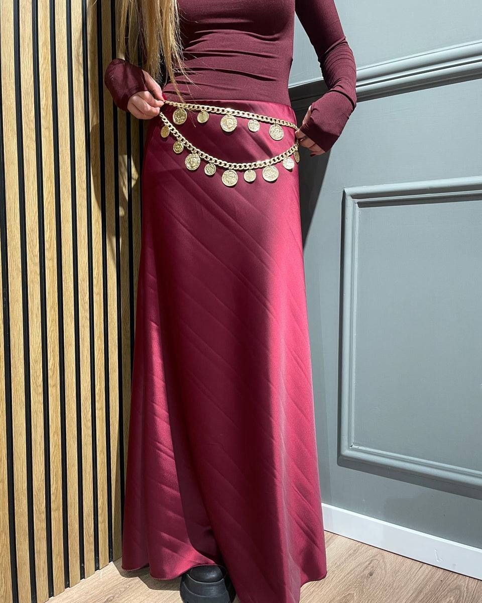 Lovely Sisters Gonna in raso bordeaux Sconto