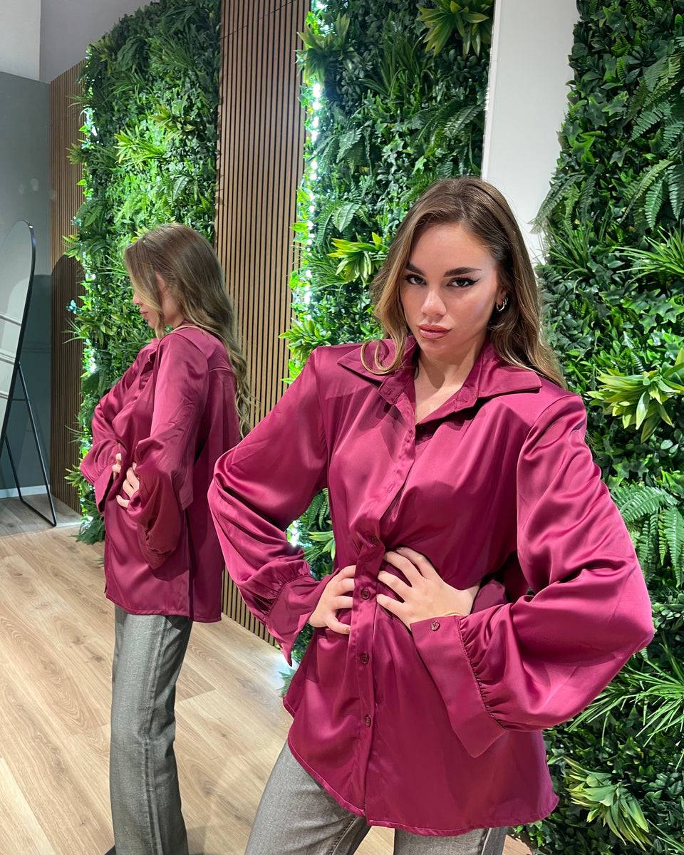 Lovely Sisters Camicia effetto raso magenta Nuovo