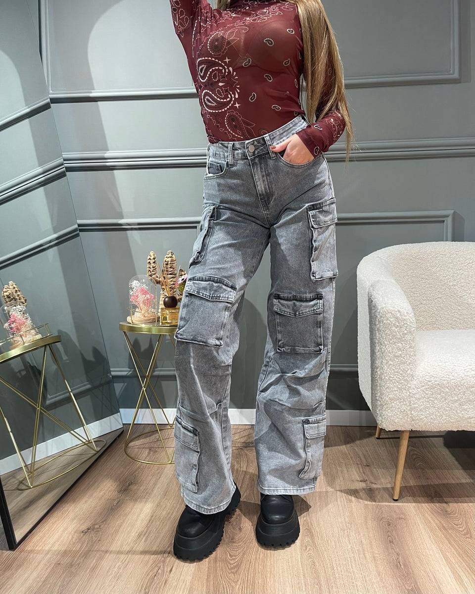 Lovely Sisters Jeans cargo grigio chiaro Shopping Online