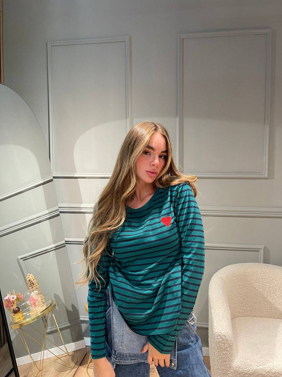 Lovely Sisters Maglia Heart verde-blu Vendita