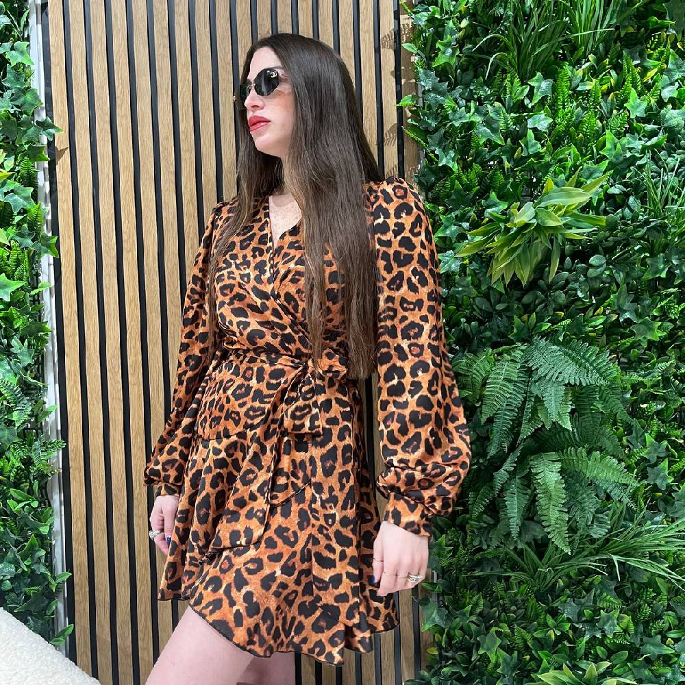Lovely Sisters Abito a portafoglio animalier In Linea