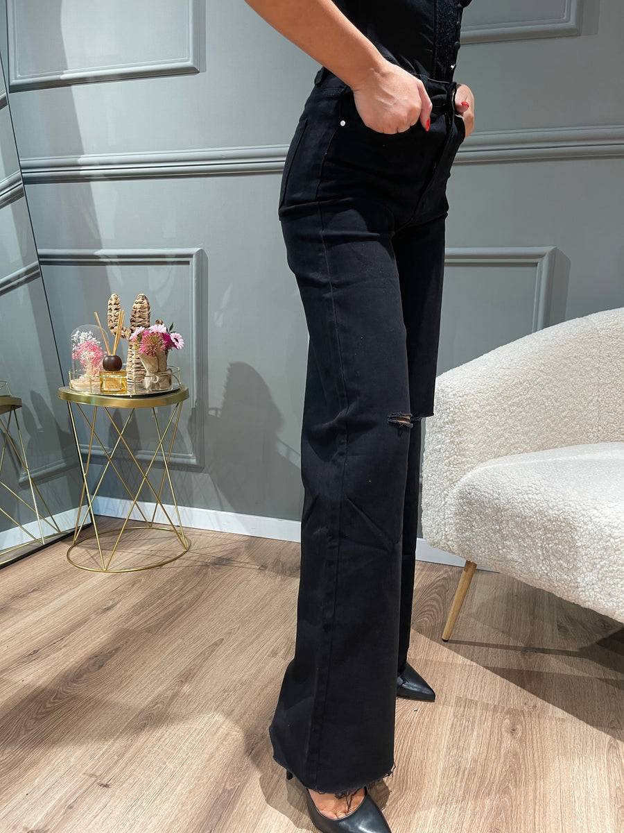 Lovely Sisters Jeans nero a palazzo Nuova