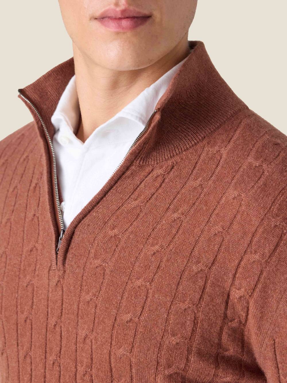 Luca Faloni Cable Knit Zip-up2-Ply Cashmere Saldi Di Fabbrica