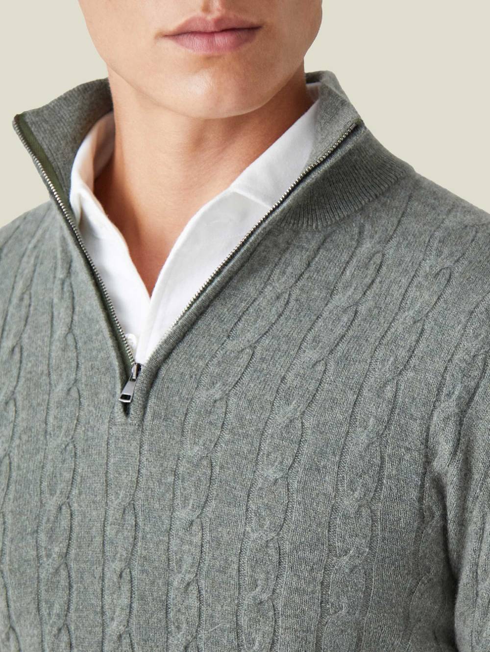 Luca Faloni maglia mezzocollo a trecce con zipcashmere a 2 fili Shopping online
