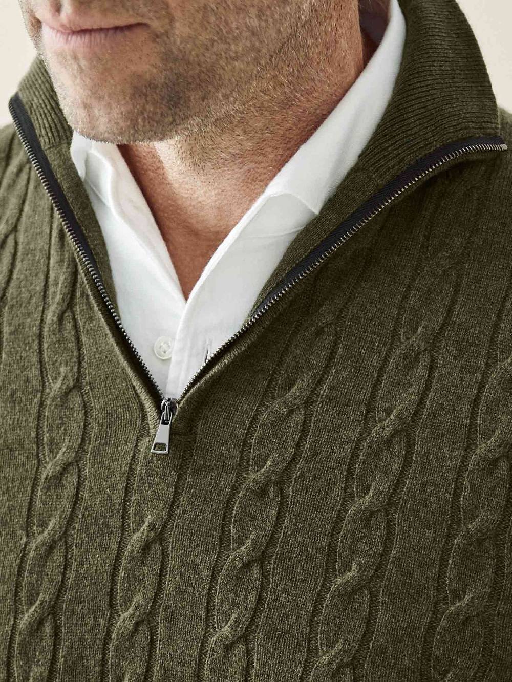 Luca Faloni maglia mezzocollo a trecce con zipcashmere a 2 fili 2025