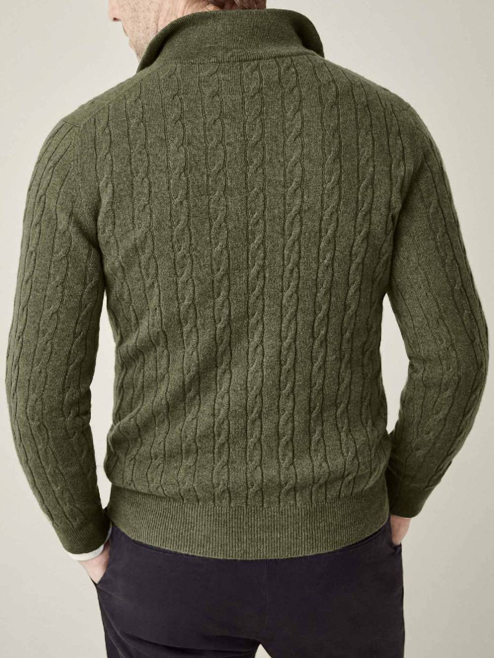 Luca Faloni maglia mezzocollo a trecce con zipcashmere a 2 fili 2025