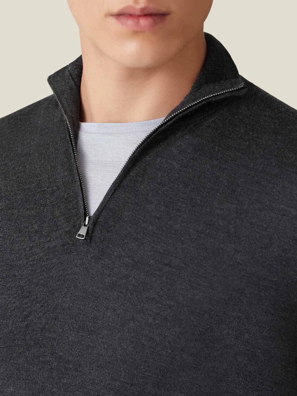 Luca Faloni Maglia con collo mezza zipSeta-Cashmere Nuova