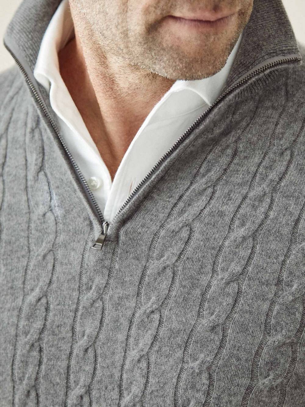 Luca Faloni maglia mezzocollo a trecce con zipcashmere a 2 fili 2025