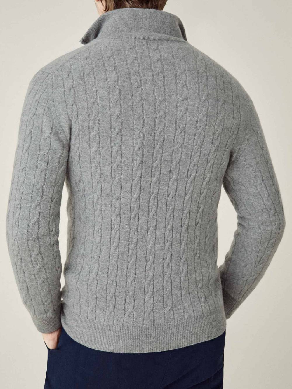 Luca Faloni maglia mezzocollo a trecce con zipcashmere a 2 fili 2025