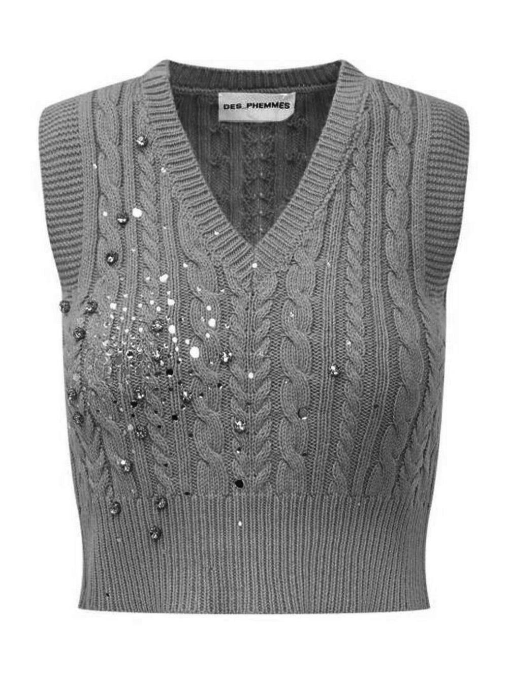 Oluxury Des Phemmes Cropped Knit Vest Offerta speciale