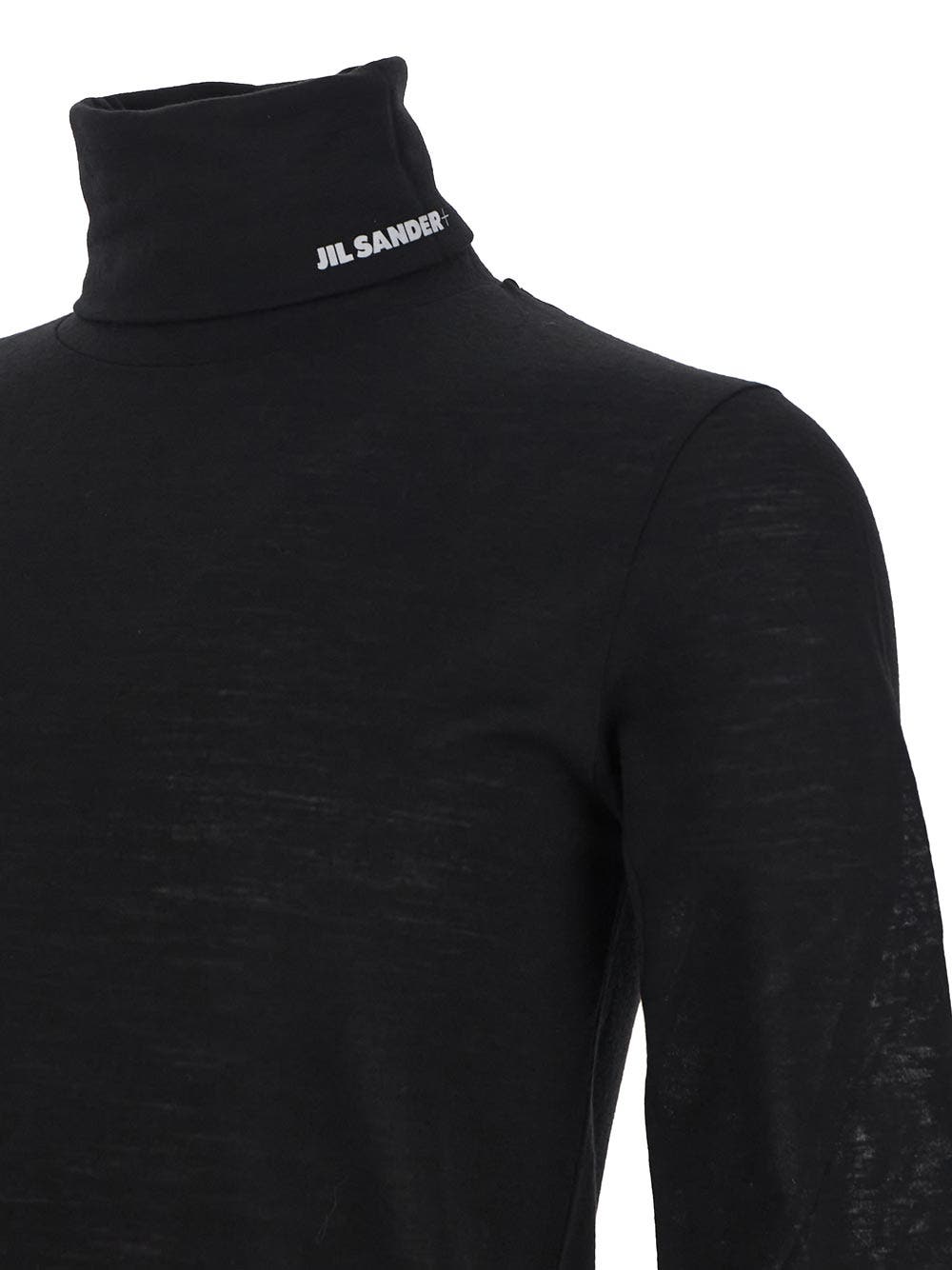 Oluxury Jil Sander Logo Print Turtleneck Sweater Grande vendita