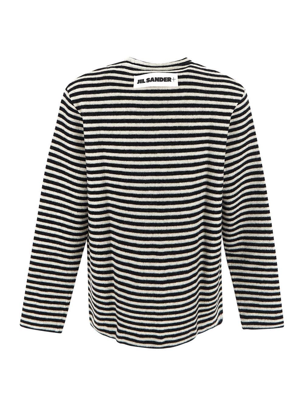 Oluxury Jil Sander Boiled Striped Wool Compact Jersey Offerta per la Festa della Mamma