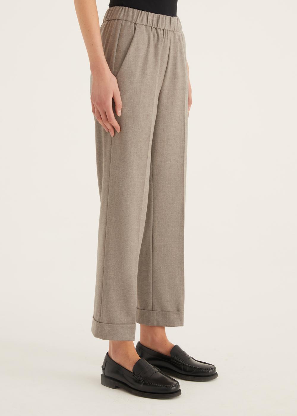 Rosso35 Pantalone con risvolto ed elastico in vita In Vendita