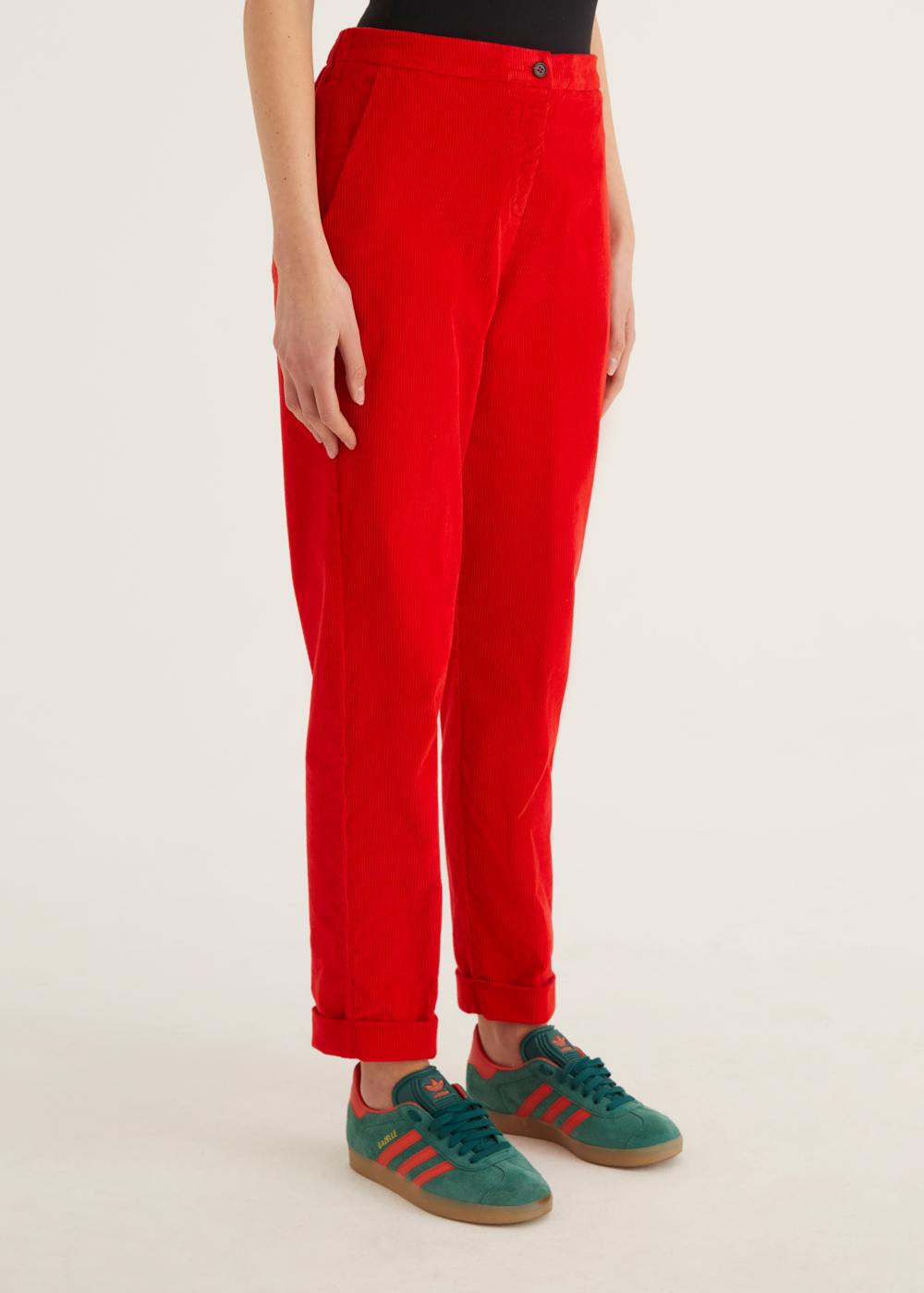 Rosso35 Pantalone dritto con elastico dietro in vita Saldi Di Fabbrica
