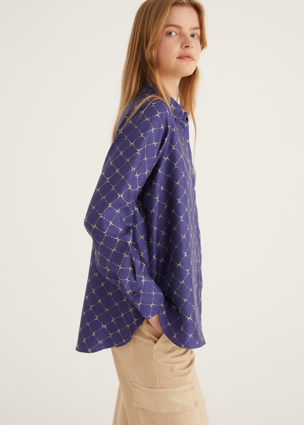Rosso35 Camicia a uomo in seta stampata Promozione