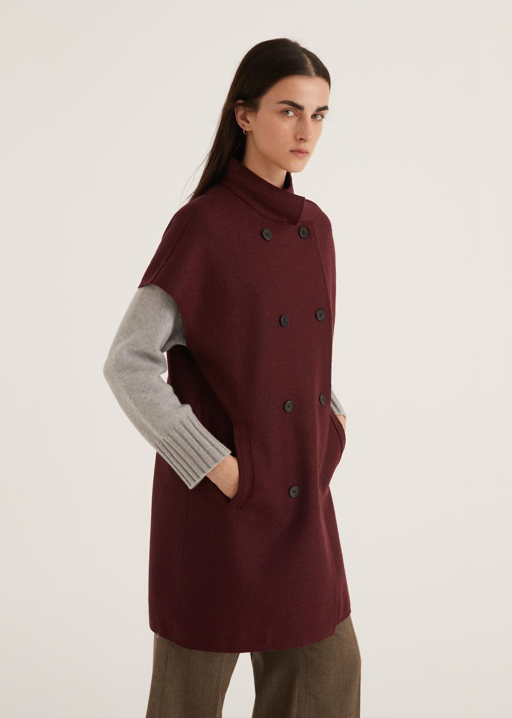 Rosso35 Cappotto doppiopetto senza maniche taglio vivo Italia