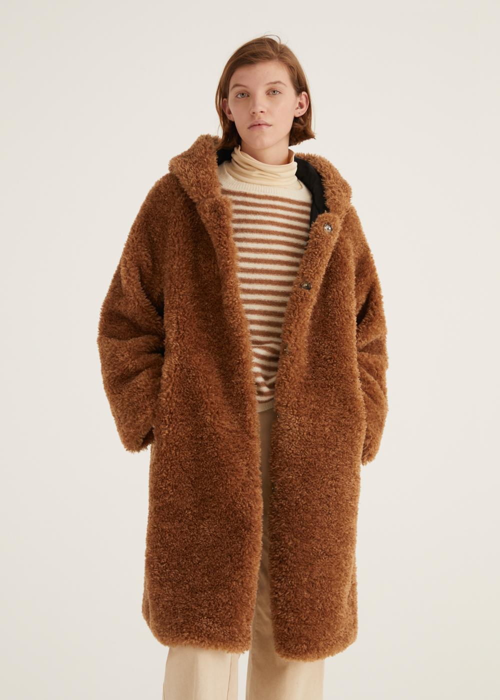 Rosso35 Cappotto reversibile con pelliccia ecologica e cappuccio Promozione