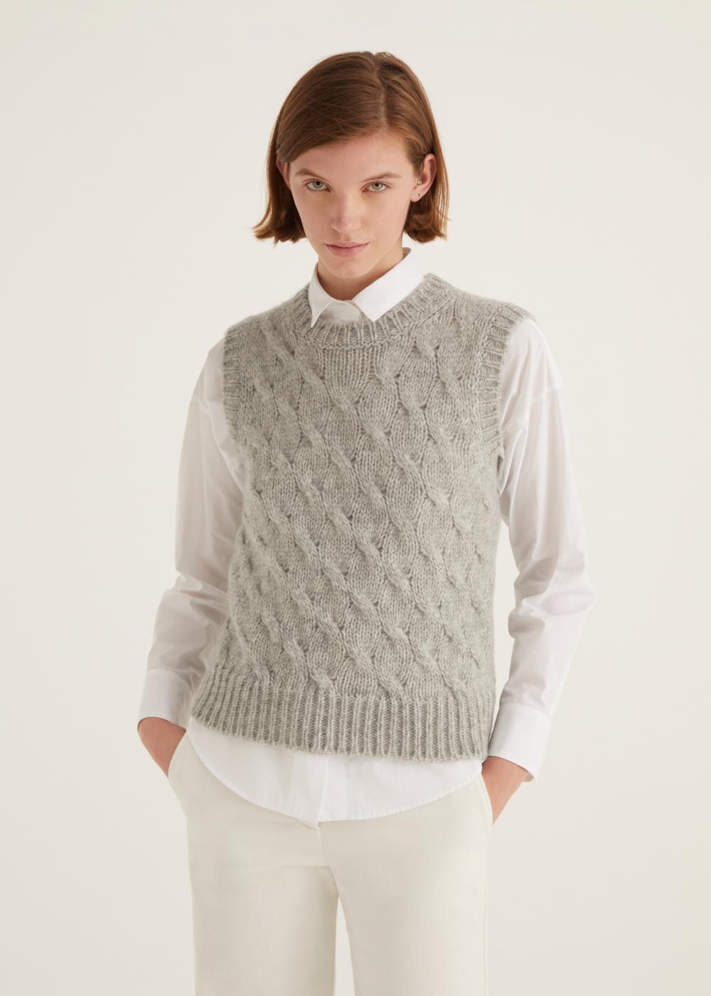 Rosso35 Gilet girocollo treccia Moda