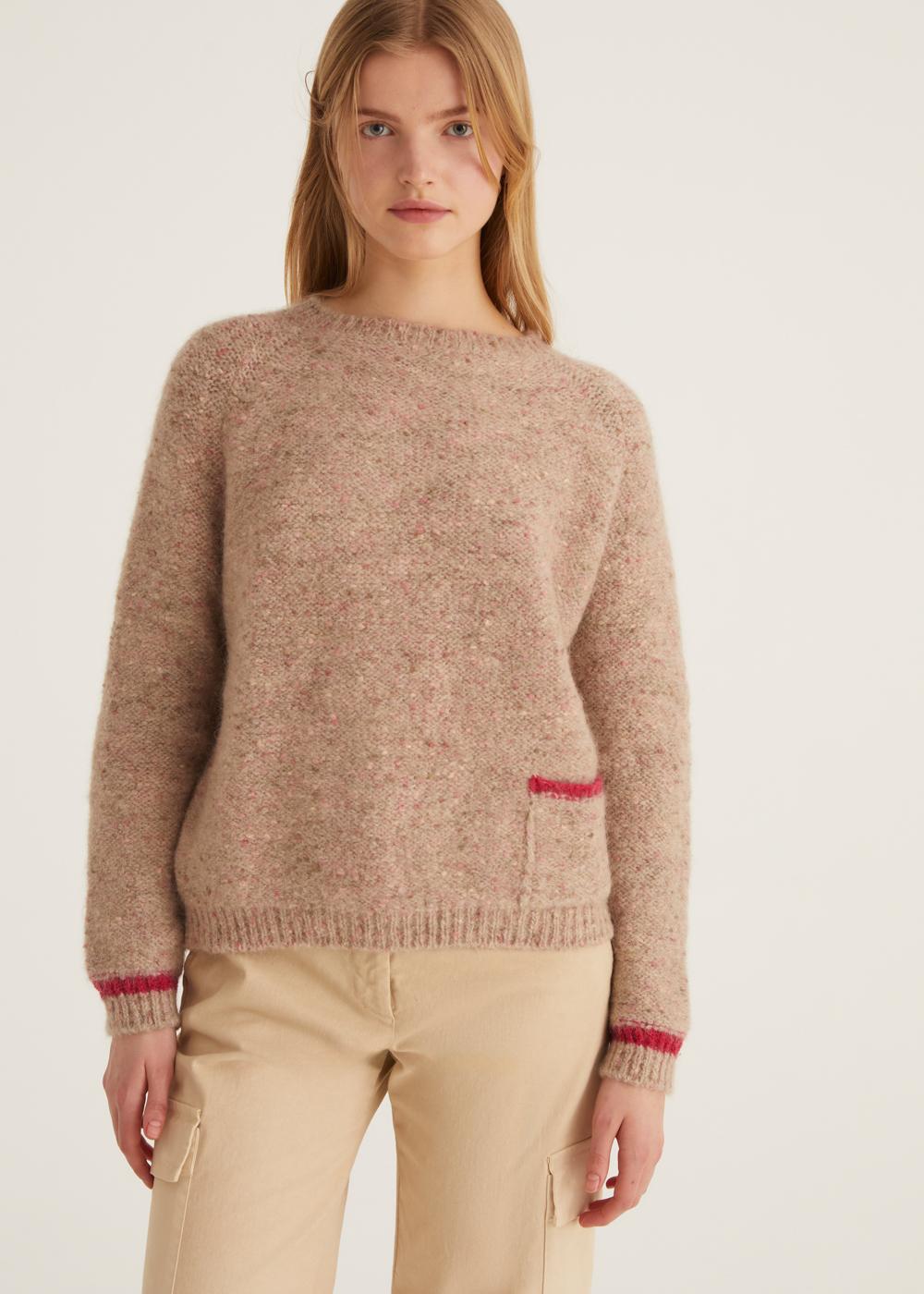 Rosso35 Maglia girocollo oversize con contrasti Comprare a buon mercato