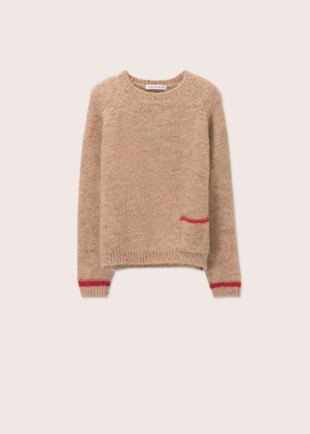 Rosso35 Maglia girocollo oversize con contrasti Comprare a buon mercato
