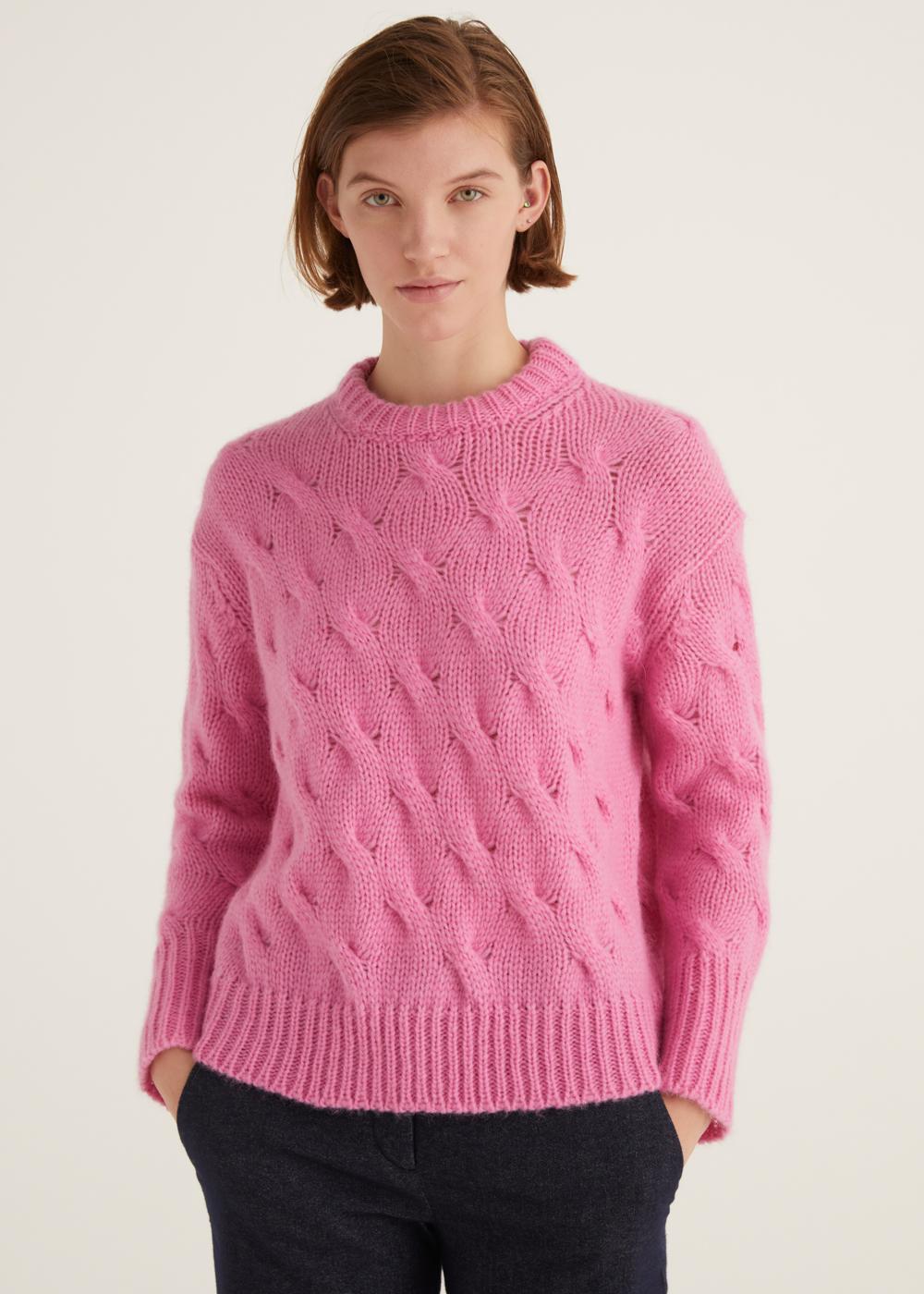 Rosso35 Maglia girocollo treccia Prezzo Ridotto