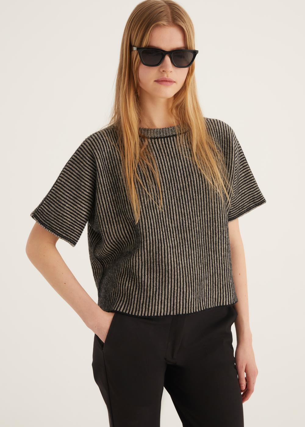 Rosso35 Maglia integrale girocollo manica corta a righe Presa