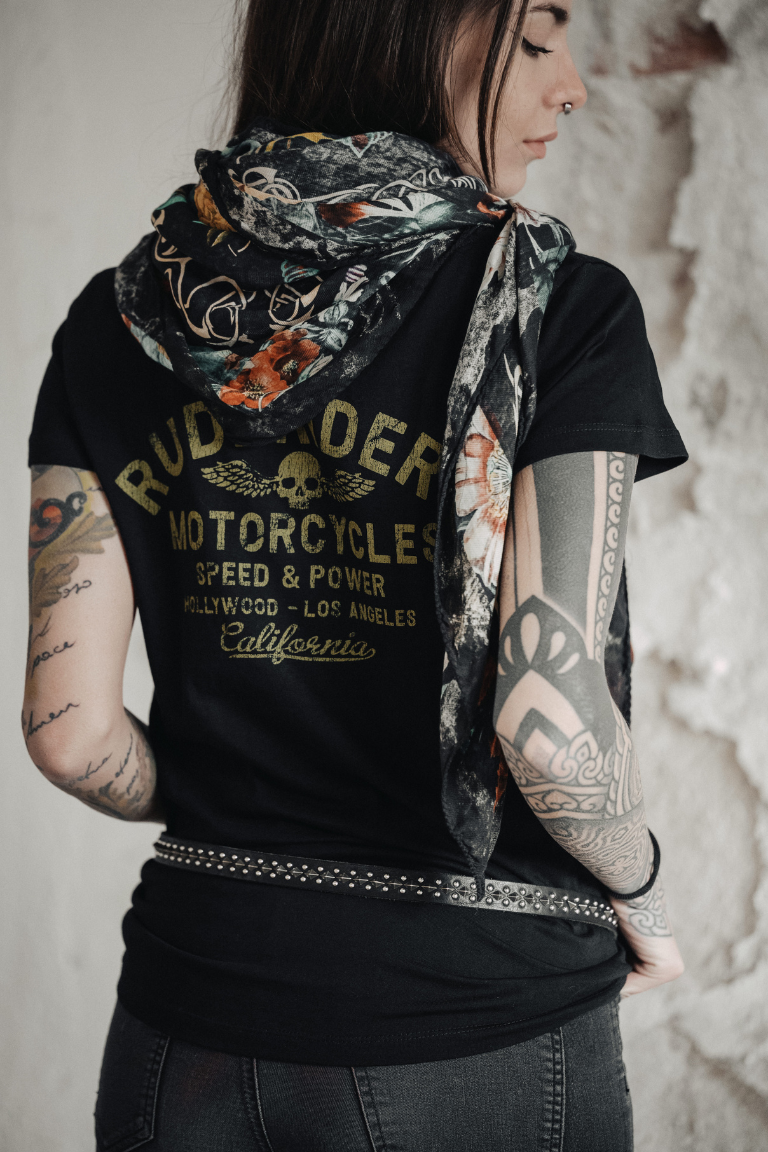 ﻿Rude Riders T-Shirt Donna Rude Riders Nera Sottocosto