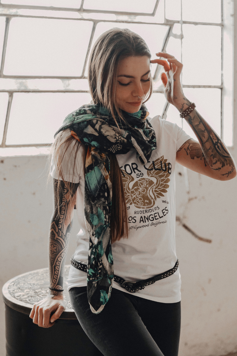 Rude Riders T-Shirt Donna Motor Brigade Bianca Novità