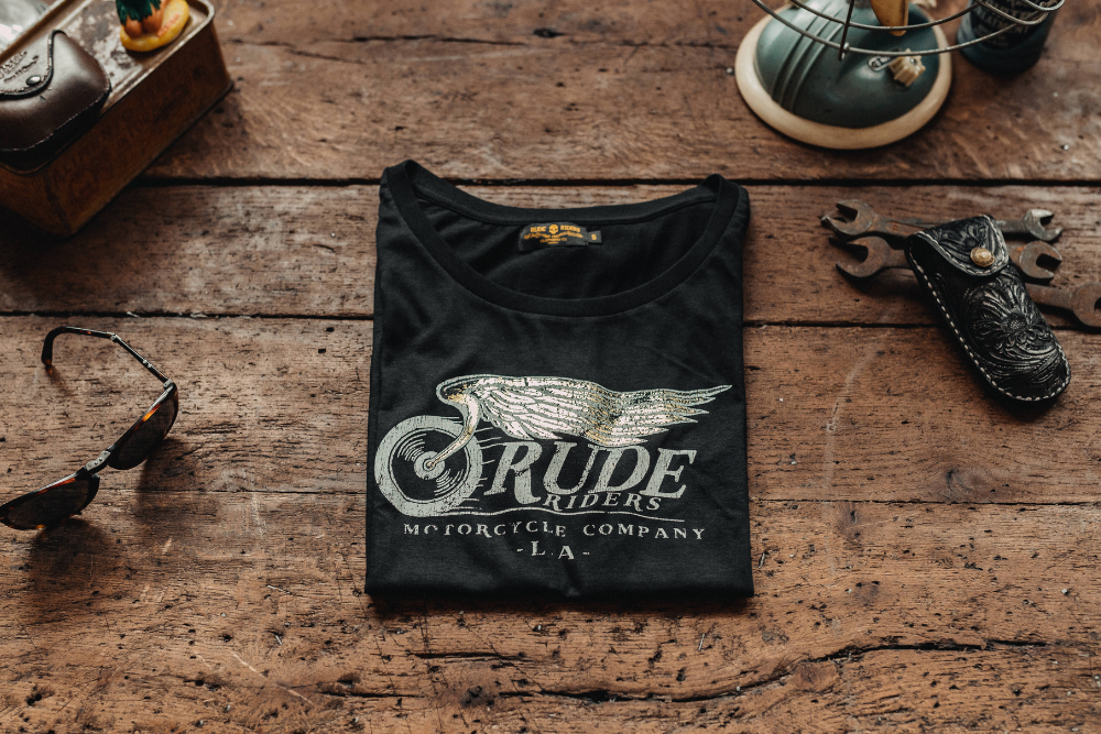 Rude Riders T-Shirt Donna Flying Wheel Nera Presa