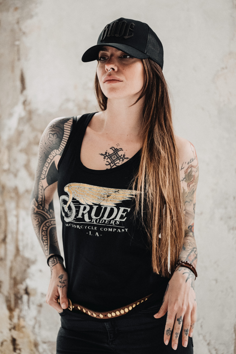 Rude Riders Canotta Donna Flying Wheel Nera Economico
