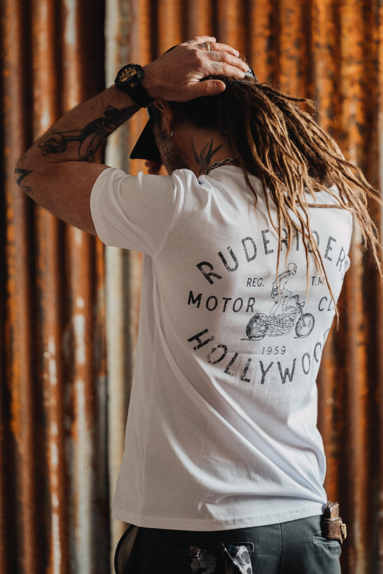 Rude Riders T-Shirt Uomo Motor Club Bianca Consegna Veloce