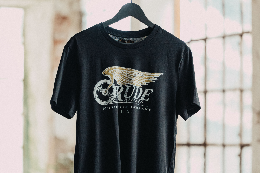 Rude Riders T-Shirt Uomo Flying Wheel Nera Promozione Limitata