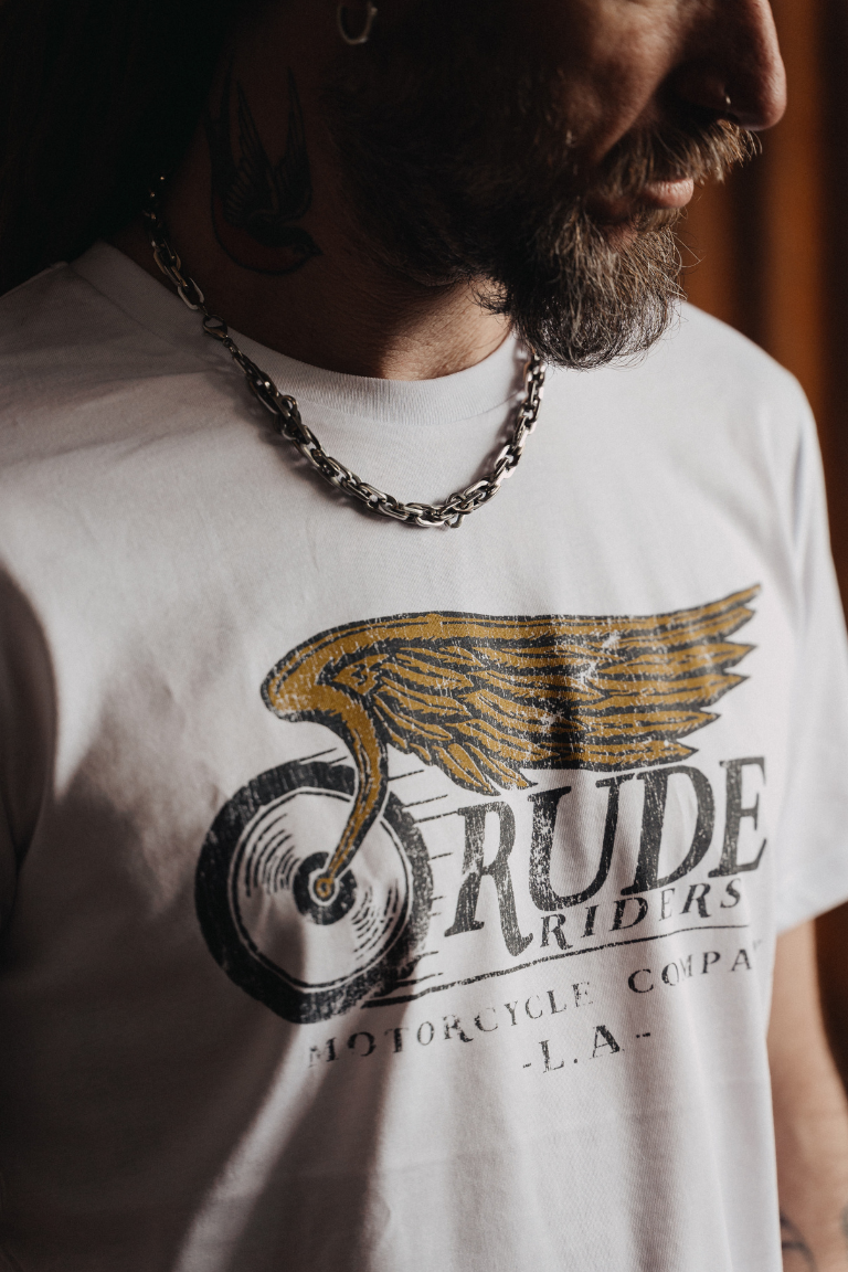 Rude Riders T-Shirt Uomo Flying Wheel Bianca Fino Al -60%