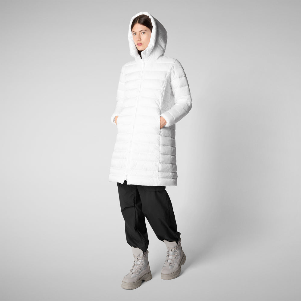 Save the duck PIUMINO ANIMAL FREE CON CAPPUCCIO DONNA SAFFRON BIANCO Offerta