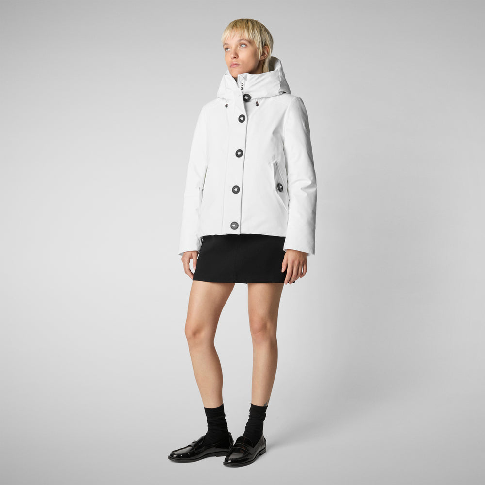 Save the duck PARKA DONNA CON CAPPUCCIO SHANON WHITE Outlet