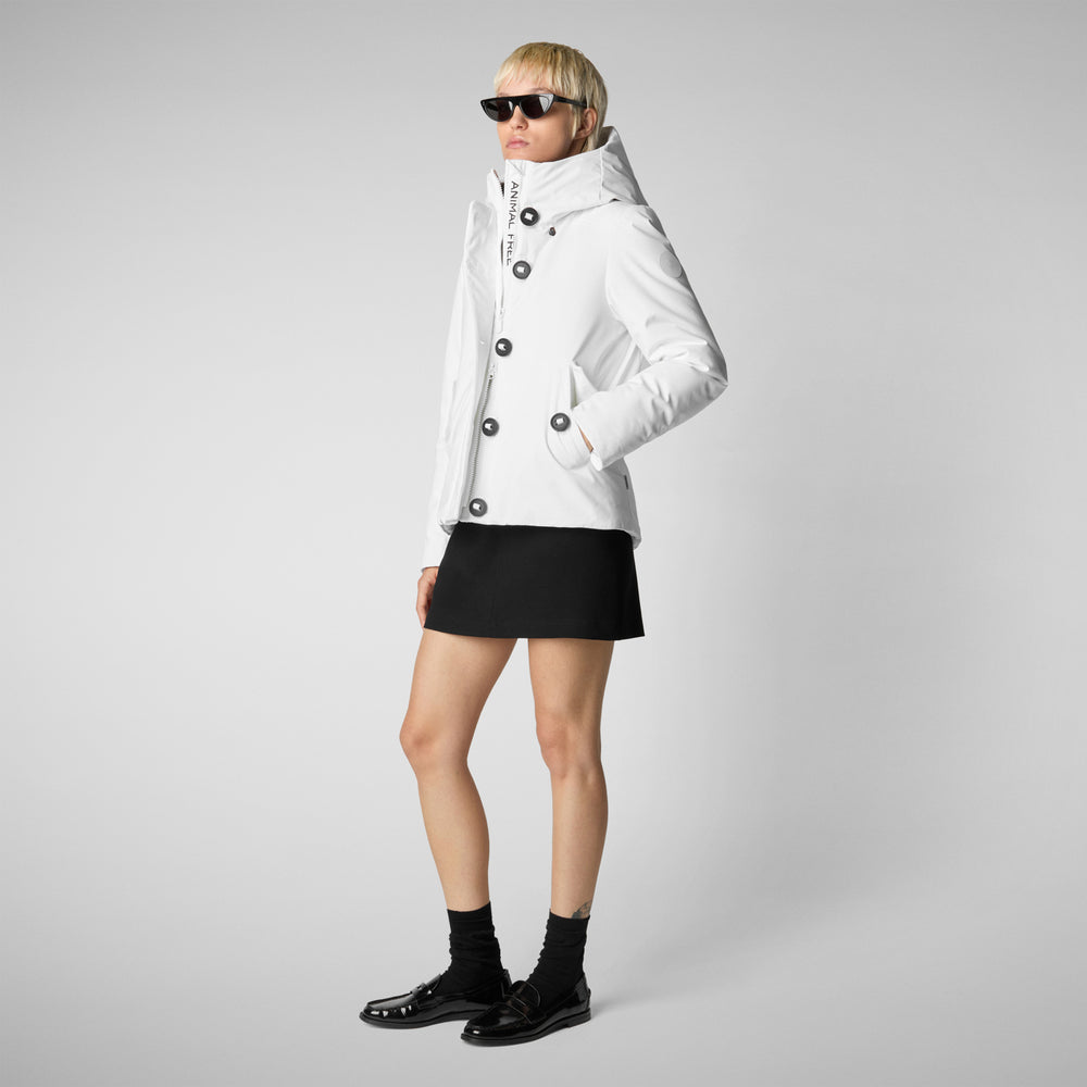 Save the duck PARKA DONNA CON CAPPUCCIO SHANON WHITE Outlet