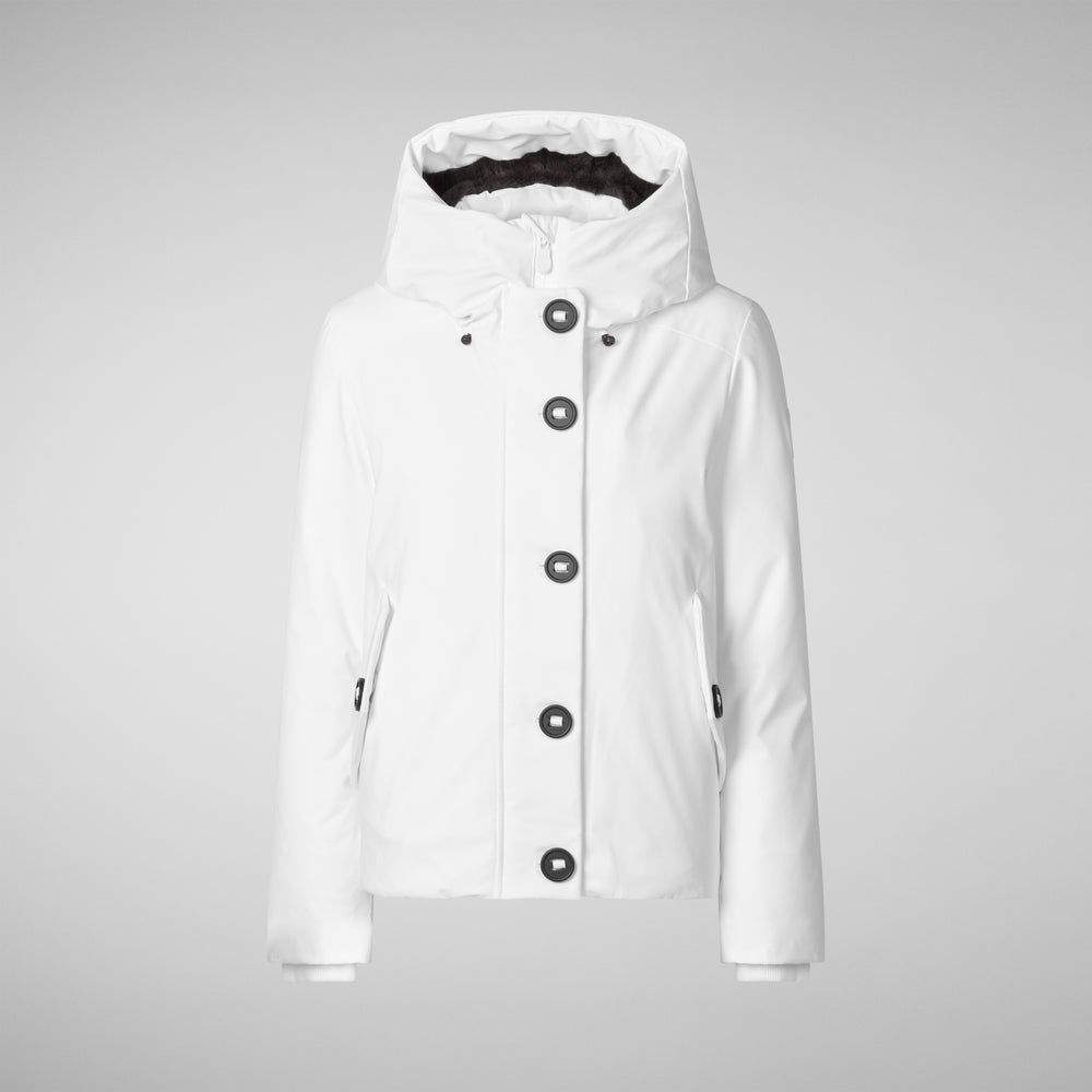 Save the duck PARKA DONNA CON CAPPUCCIO SHANON WHITE Outlet
