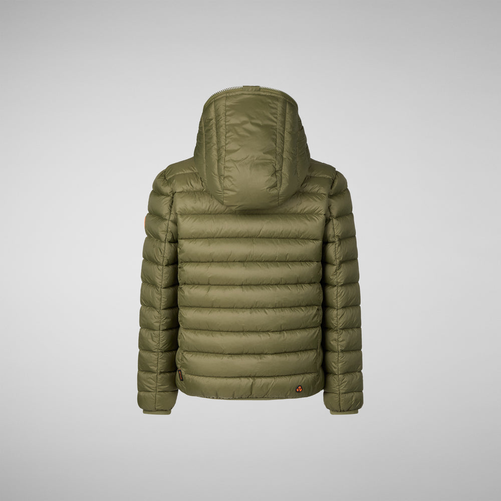 Save the duck PIUMINO ANIMAL FREE BAMBINO FINNEGAN DUSTY OLIVE Spedizione Gratuita