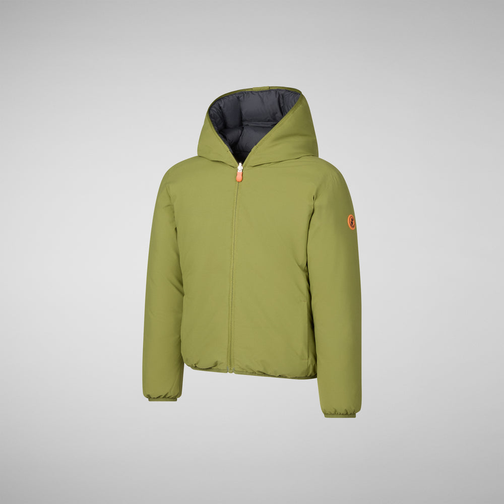 Save the duck GIACCA CON CAPPUCCIO BAMBINO OLIVER LIZARD GREEN Qualità Garantita