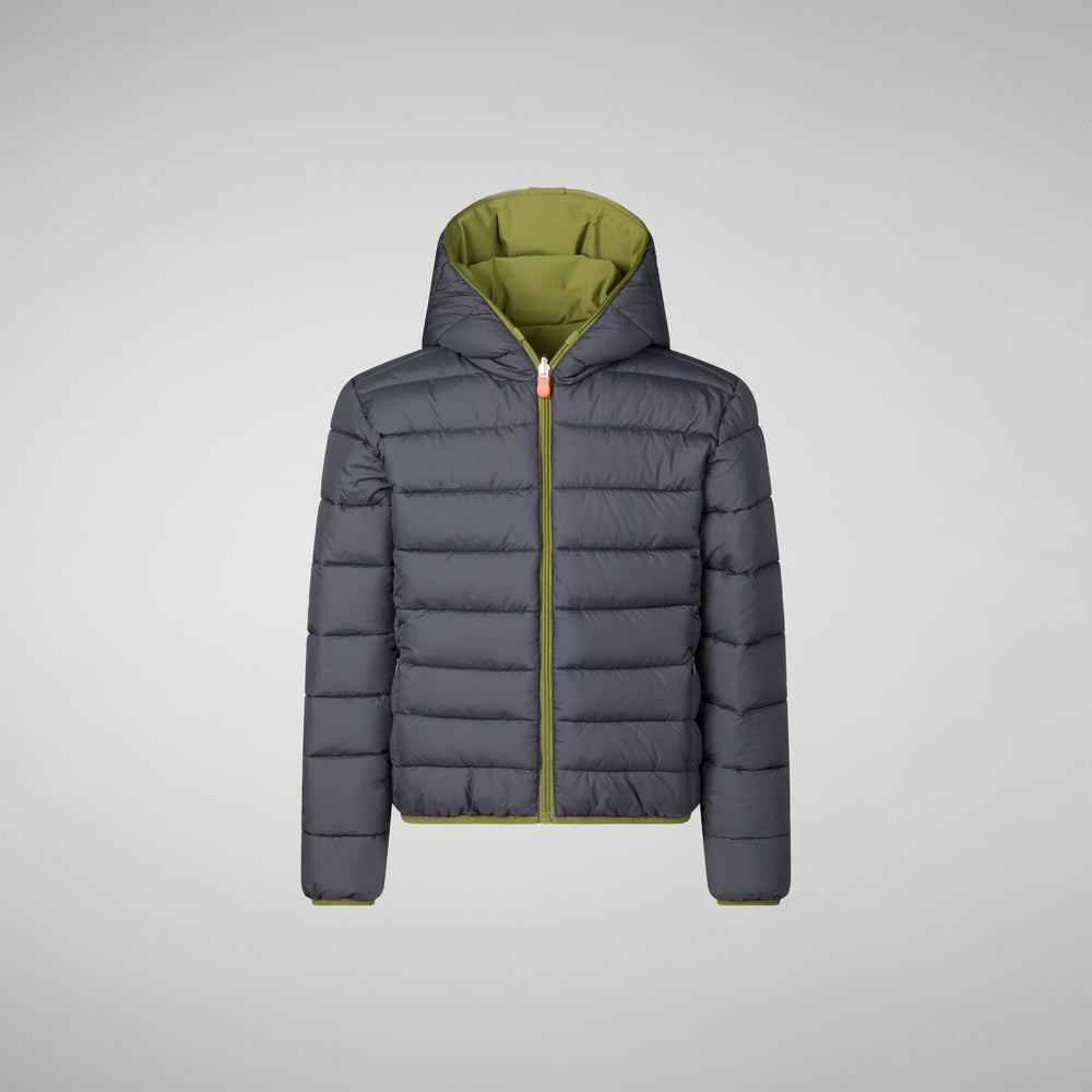 Save the duck GIACCA CON CAPPUCCIO BAMBINO OLIVER LIZARD GREEN Qualità Garantita