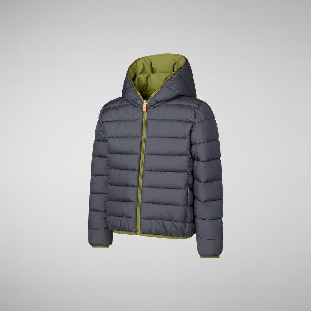 Save the duck GIACCA CON CAPPUCCIO BAMBINO OLIVER LIZARD GREEN Qualità Garantita