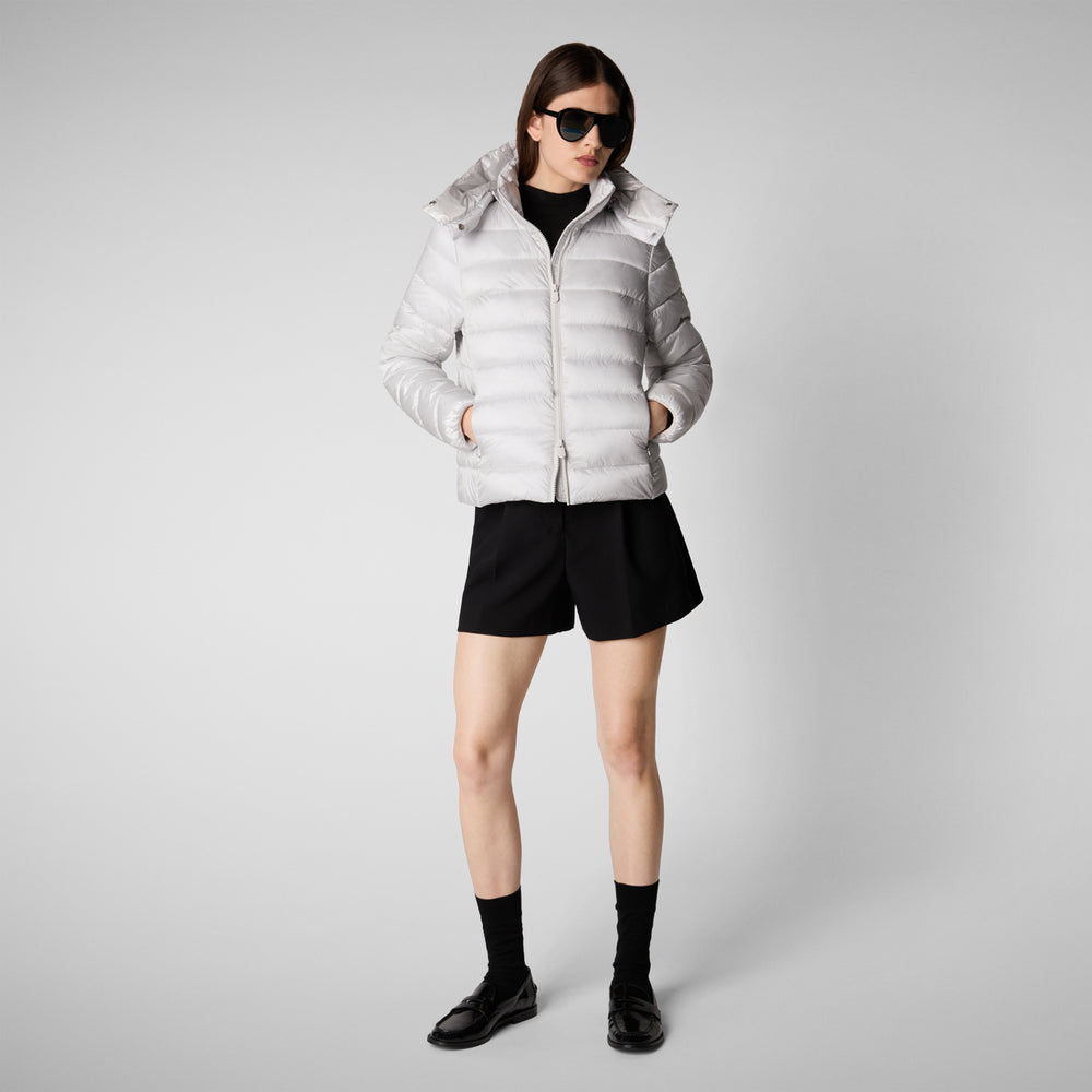 Save the duck PIUMINO ANIMAL FREE CON CAPPUCCIO DONNA LIANA GRIGIO NEBBIA Fino Al -60%