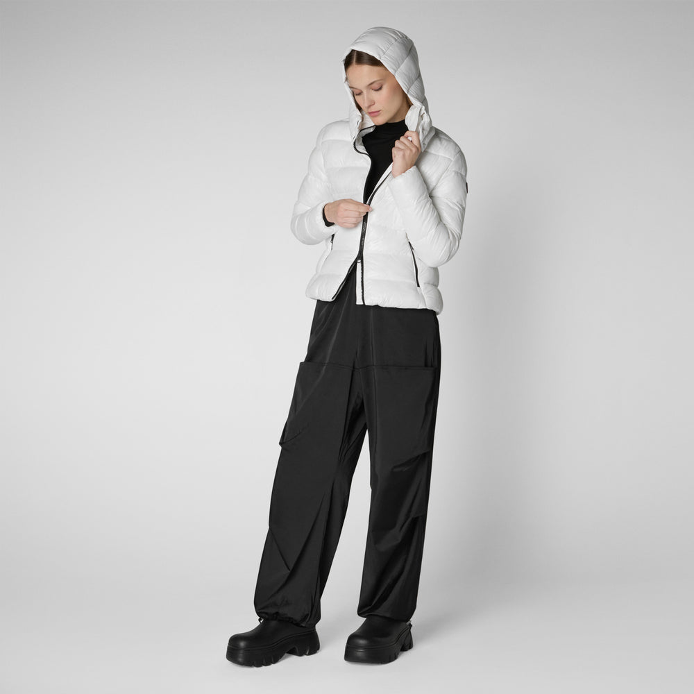 Save the duck PIUMINO ANIMAL FREE CON CAPPUCCIO DONNA COSMARY BIANCO NATURALE Sottocosto
