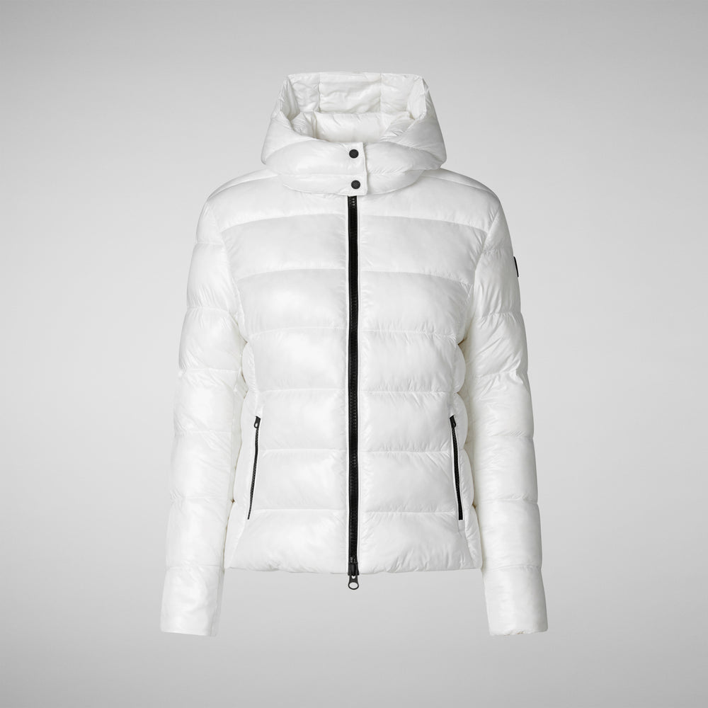 Save the duck PIUMINO ANIMAL FREE CON CAPPUCCIO DONNA COSMARY BIANCO NATURALE Sottocosto